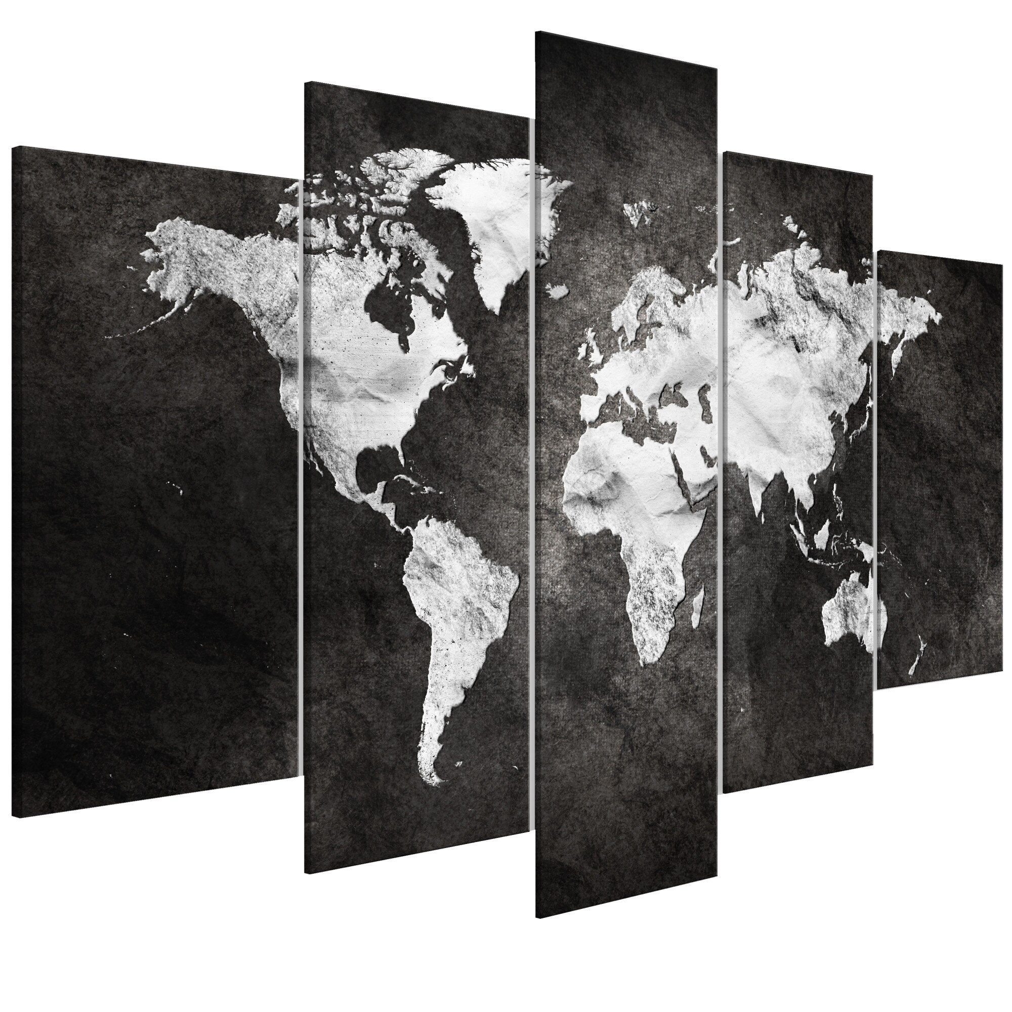 Tablou canvas 5 piese - Dark World Wide - 100 x 50 cm