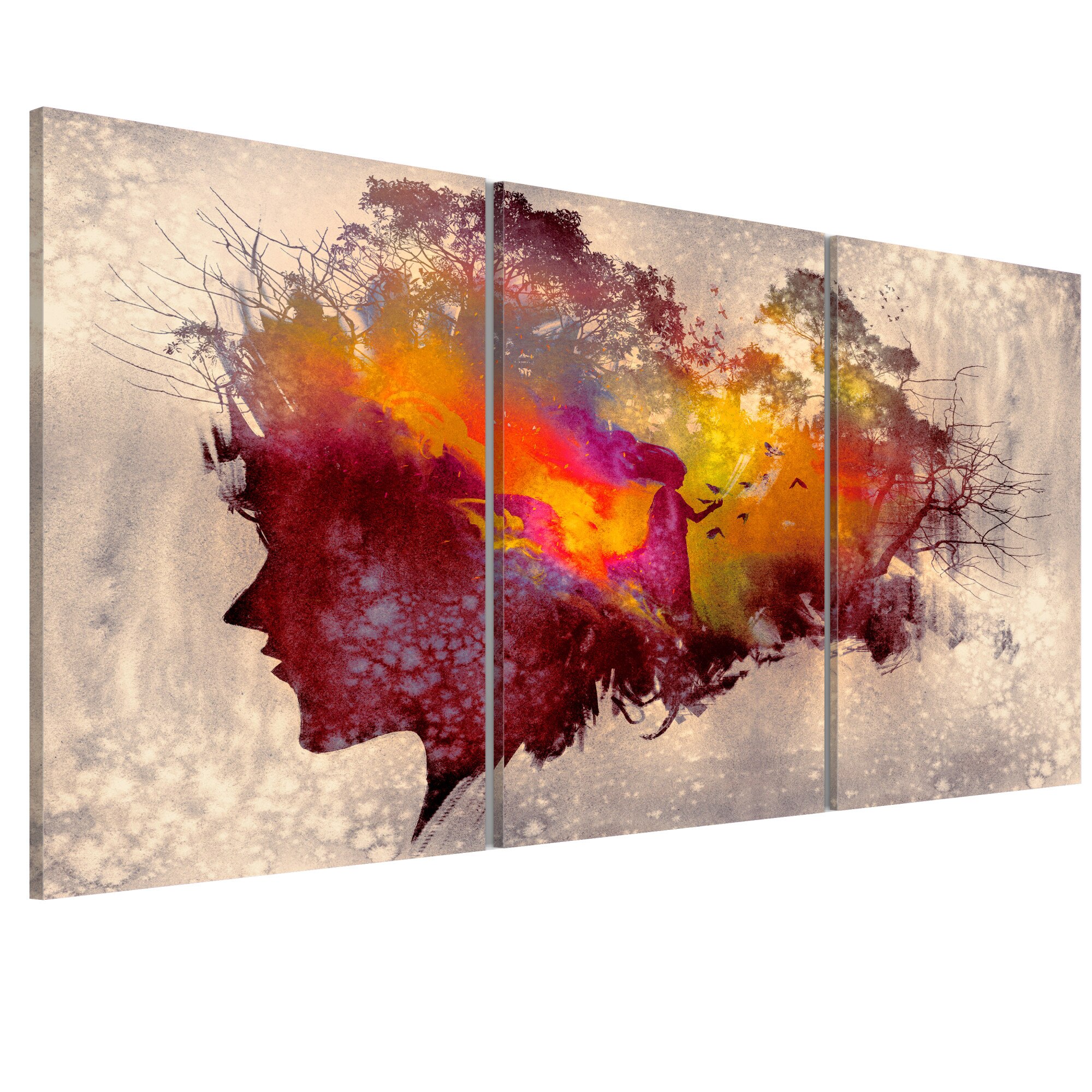 Tablou canvas 3 piese - Misterele padurii - 60 x 30 cm