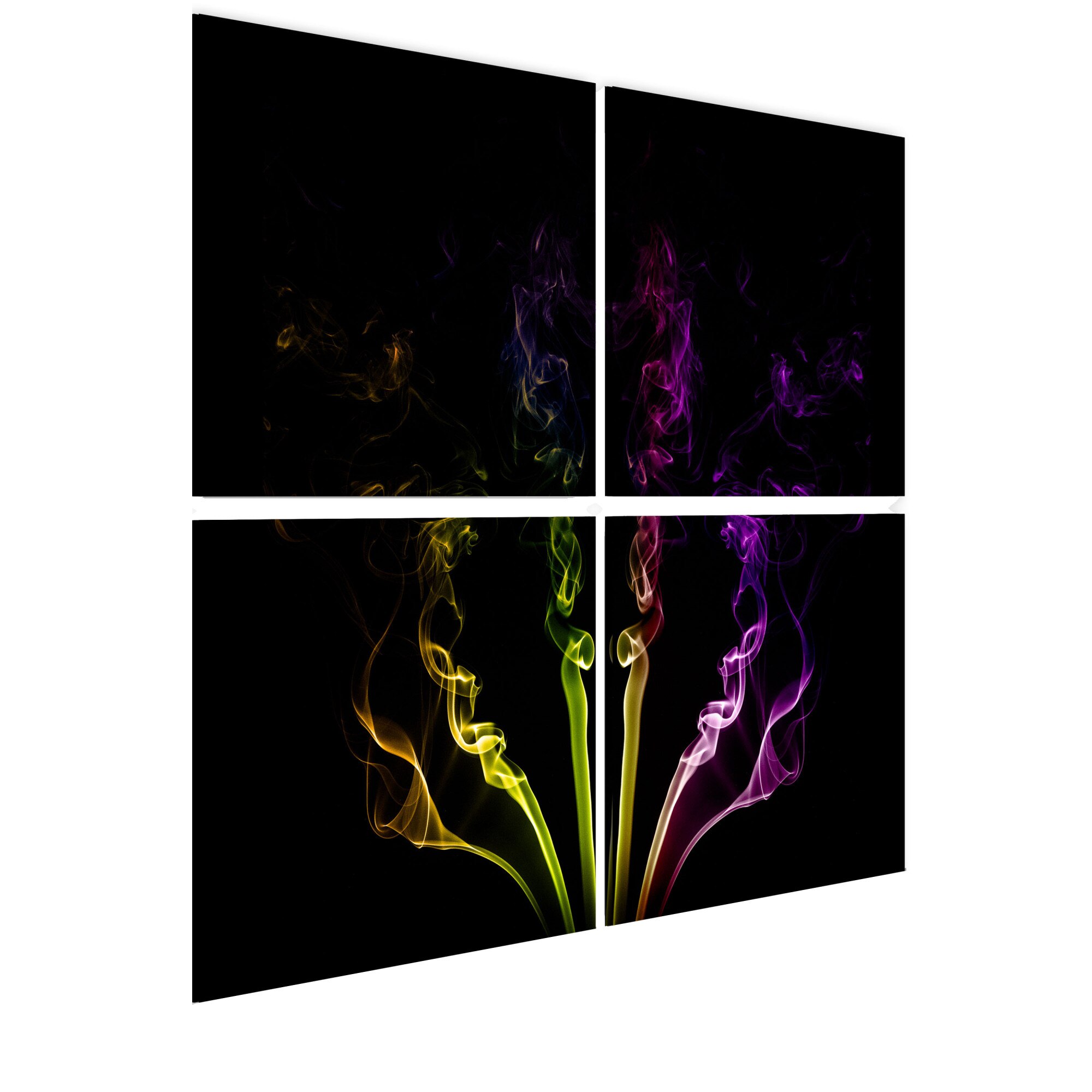 Tablou canvas 4 piese - Curcubeul arunca urmele de fum - 60 x 60 cm