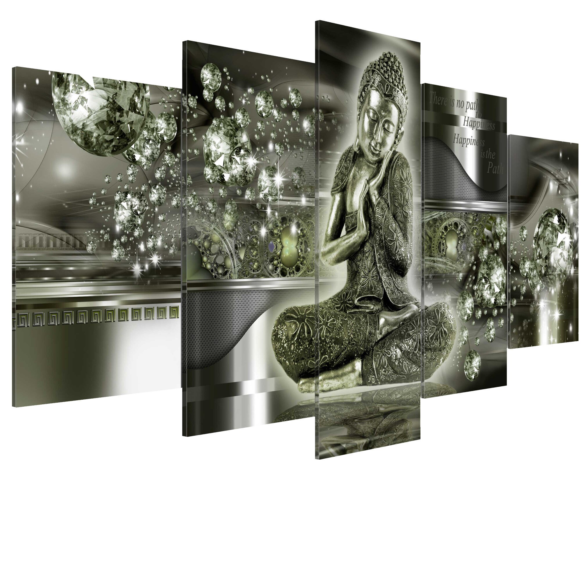 Tablou canvas 5 piese - Emerald Budda - 100 x 50 cm