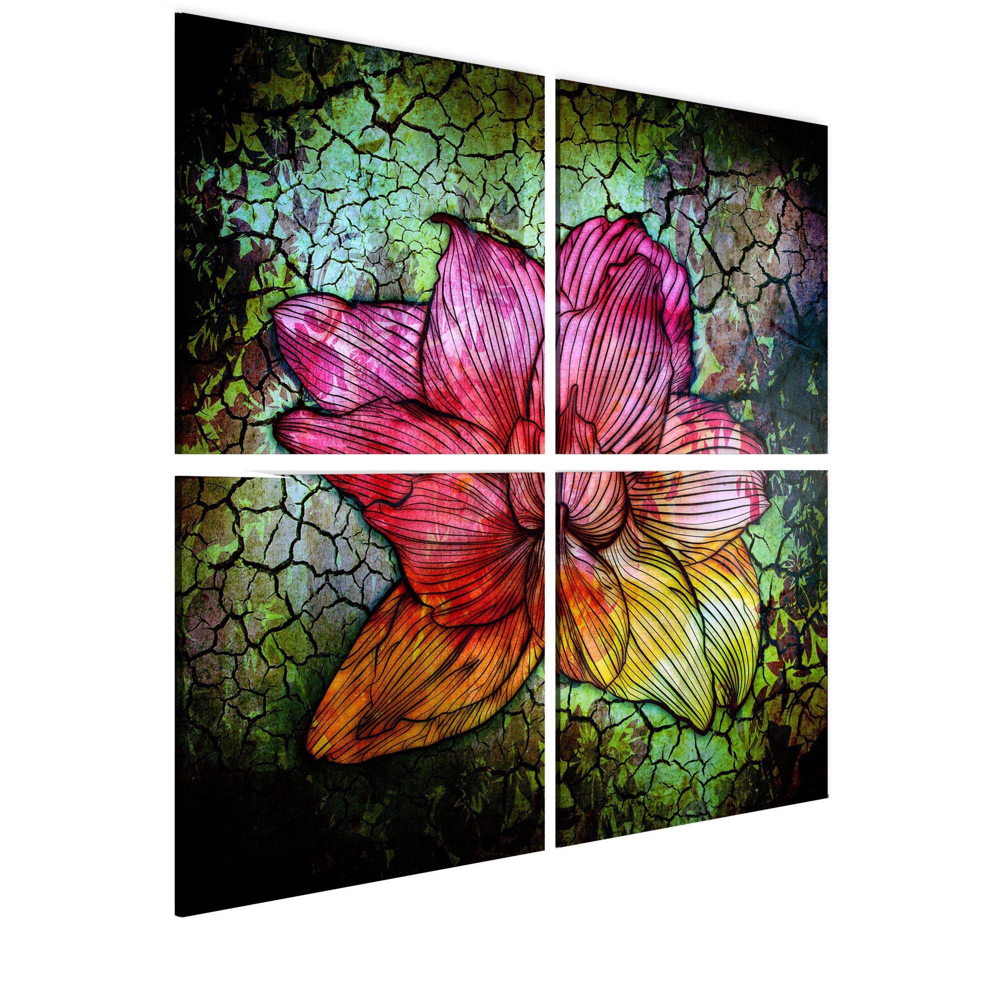 Tablou canvas 4 piese - Floare de sticla - 60 x 60 cm