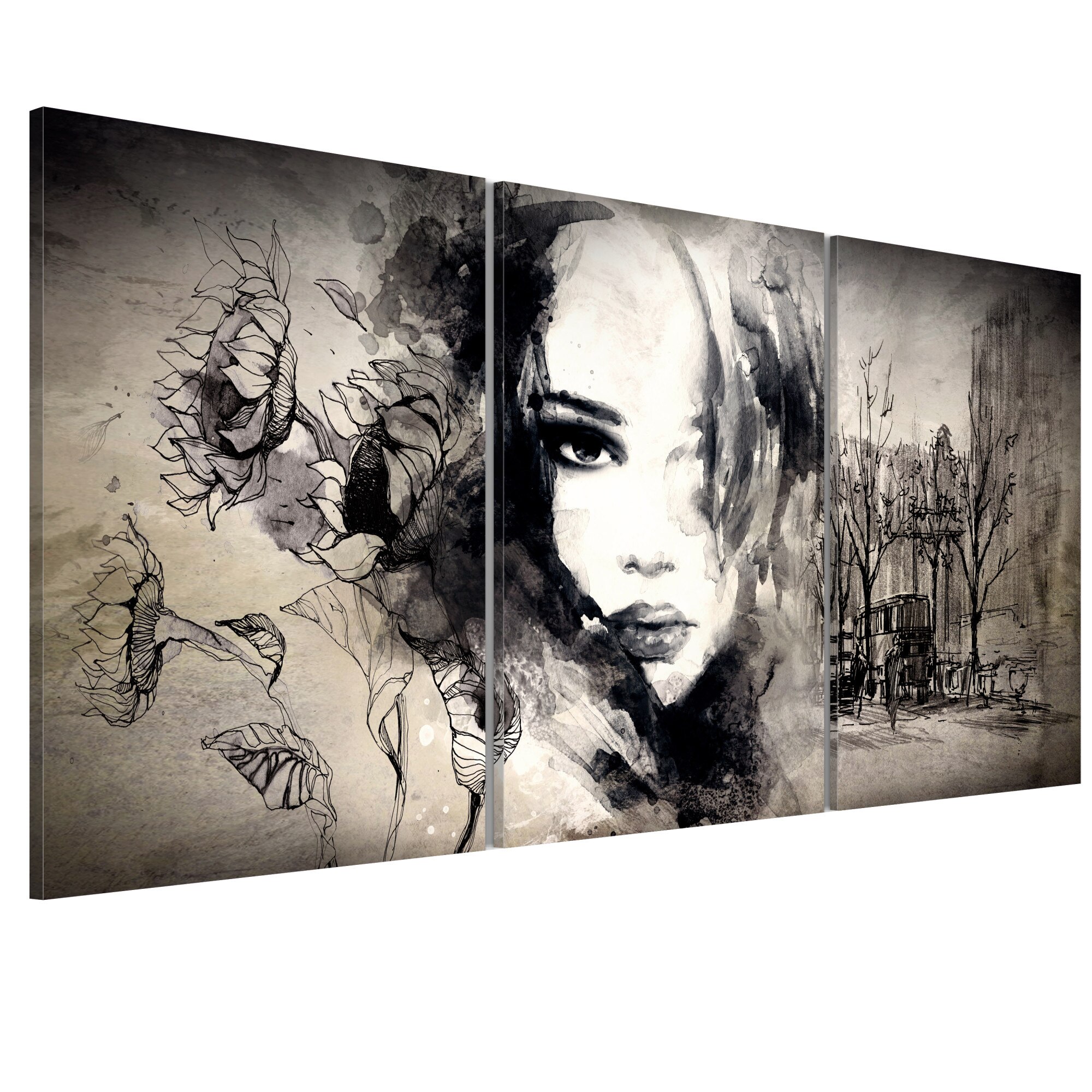 Tablou canvas 3 piese - Orasul meu - 60 x 30 cm