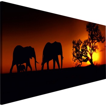 Tablou canvas - Orange Elephant Family - 150 x 50 cm Tablou canvas - Orange Elephant Family - 150 x 50 cm