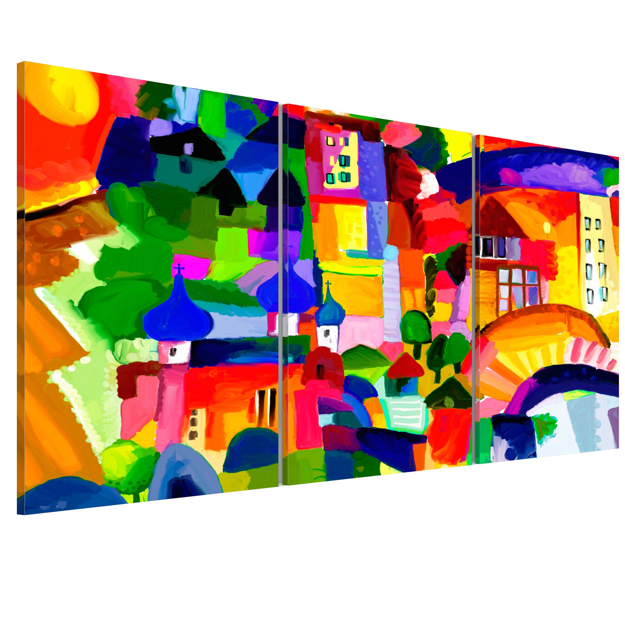 Tablou canvas 3 piese - Orasul colorat - 60 x 30 cm