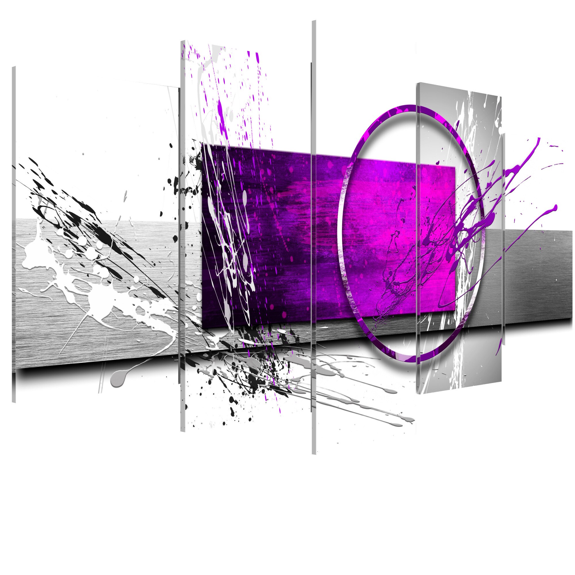 Tablou canvas 5 piese - Expresie violet - 100 x 50 cm
