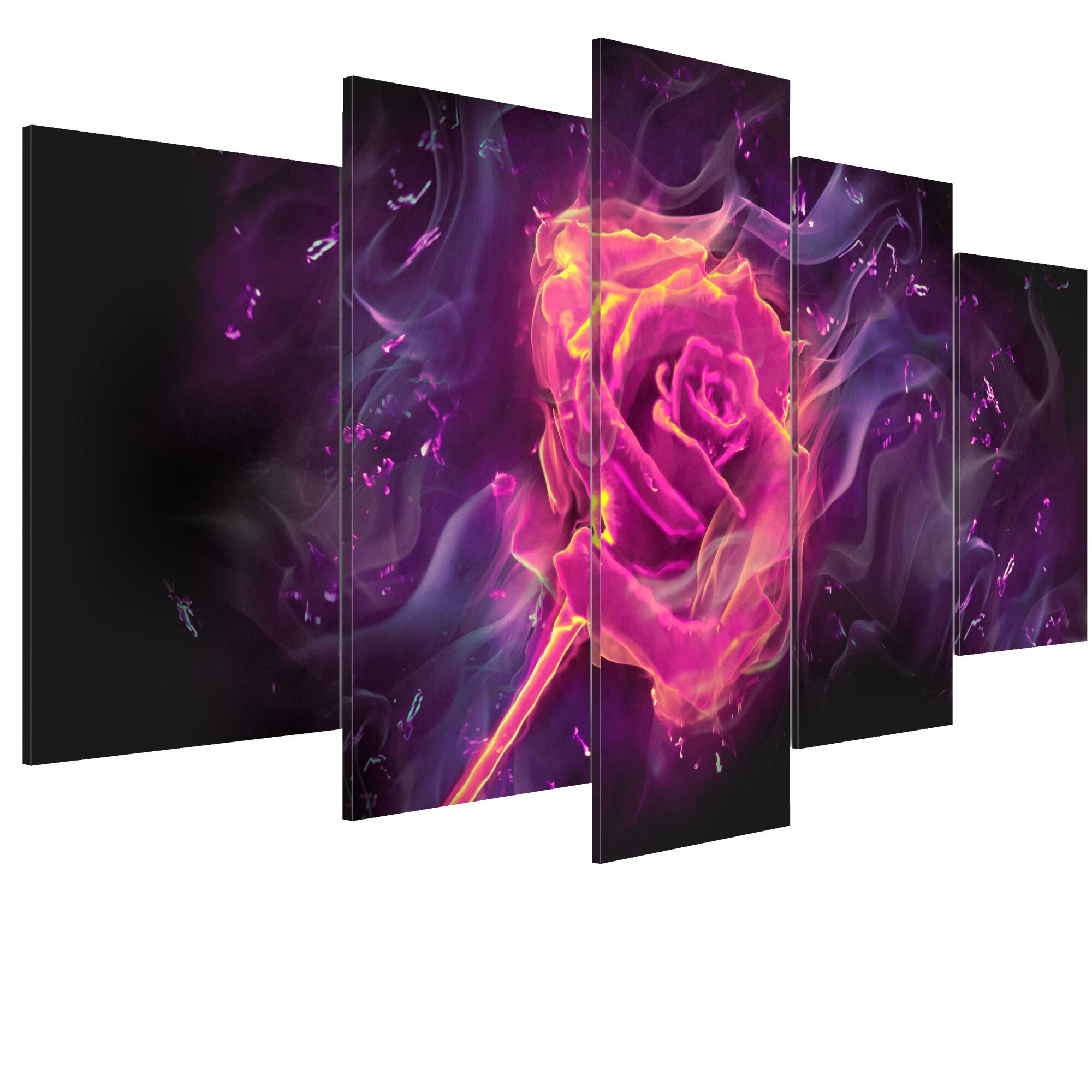 Tablou canvas 5 piese - Flacarile Trandafirului - 200 x 100 cm