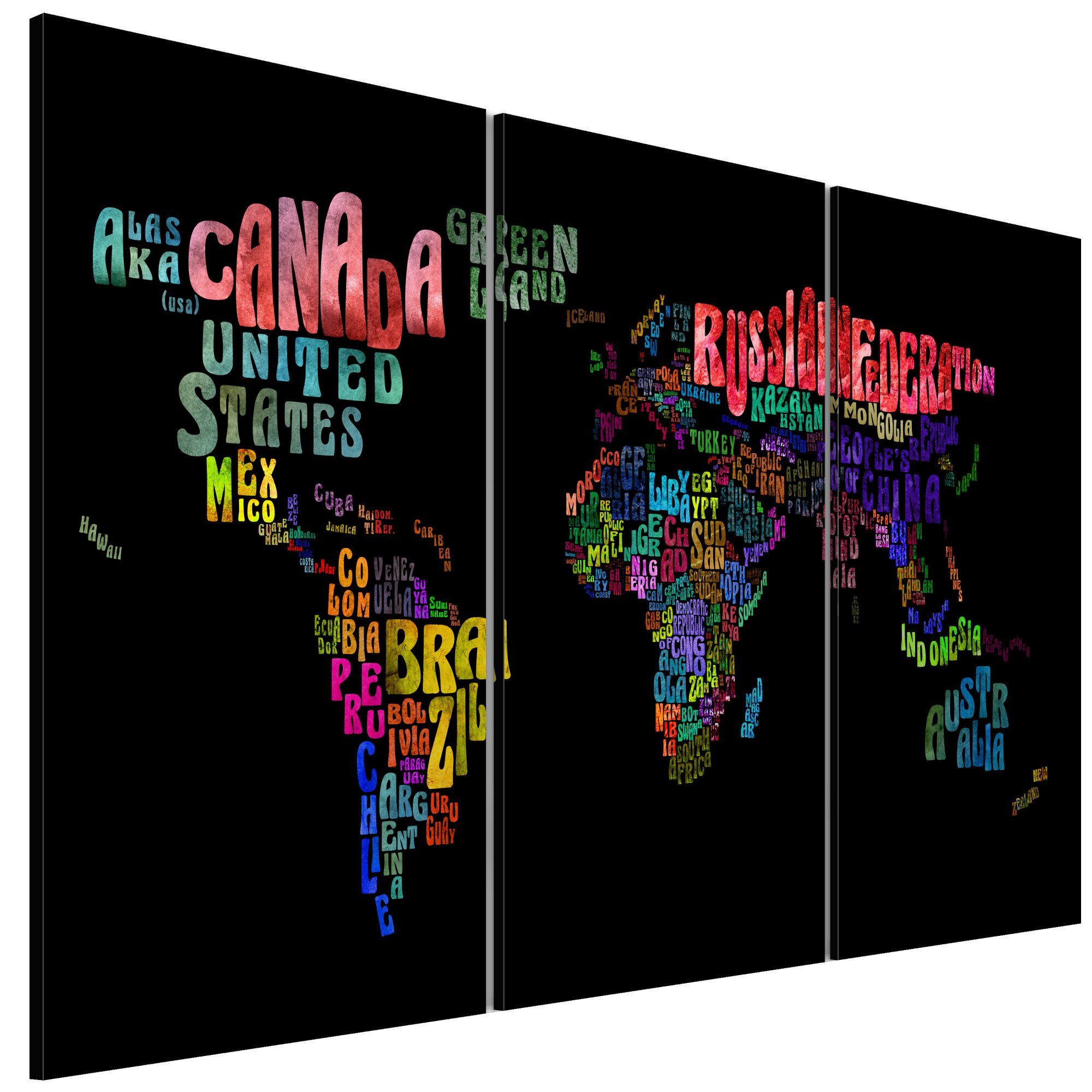 Tablou canvas 3 piese - Numele tarilor - 90 x 60 cm