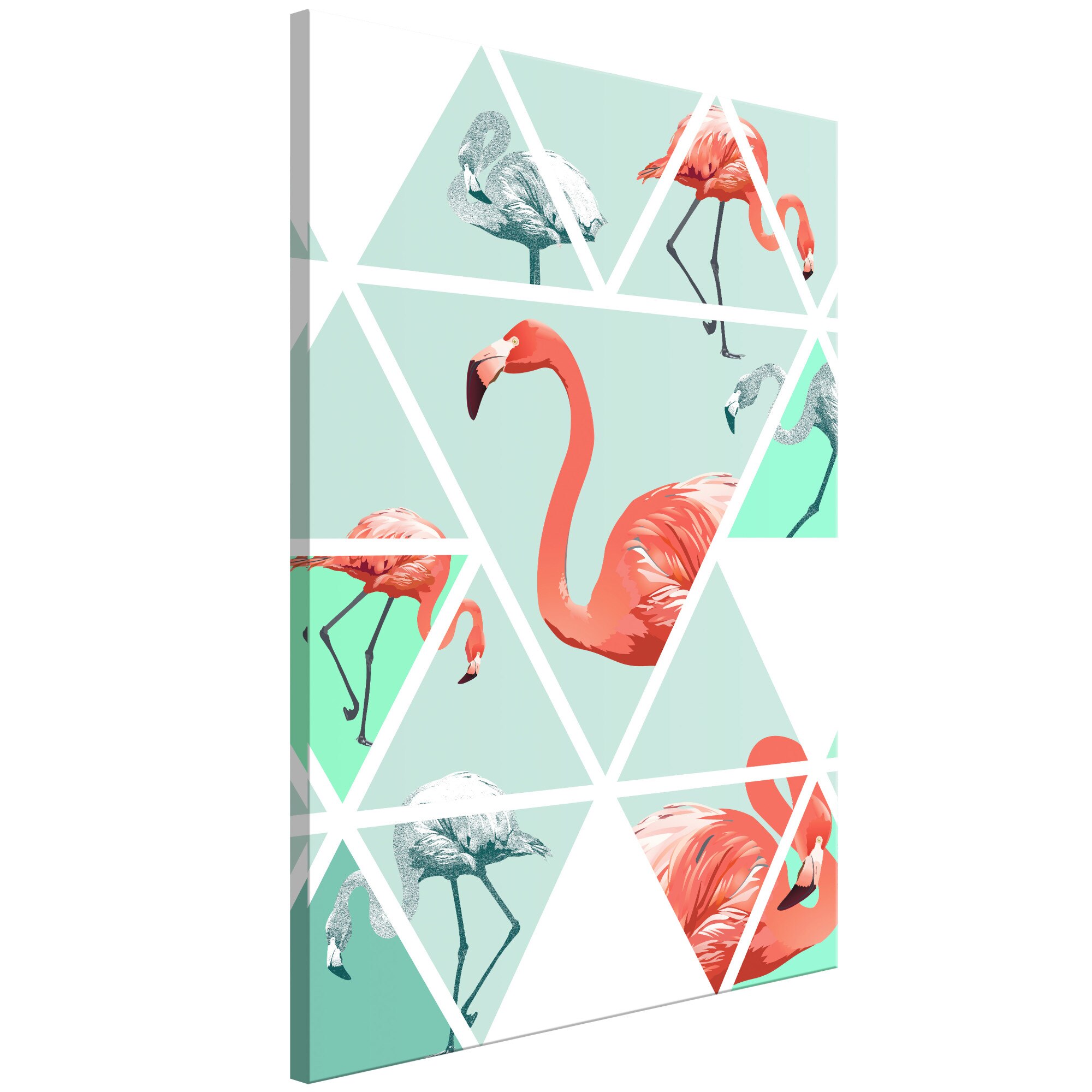 Tablou canvas - Flamingo geometrice verticale - 40 x 60 cm