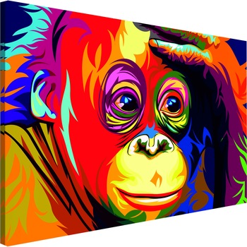 Tablou canvas - Orangutana colorata larga - 90 x 60 cm