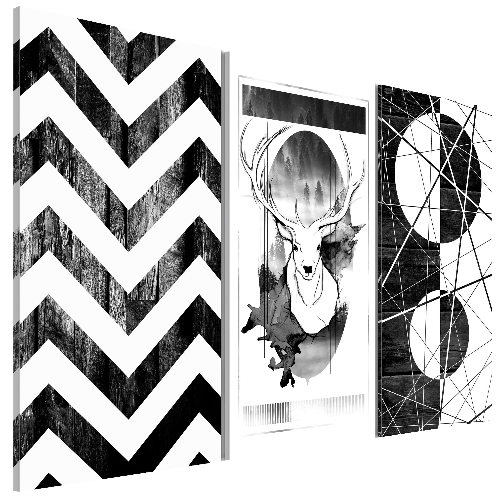 Tablou canvas 3 piese - Padure neagra - 90 x 60 cm