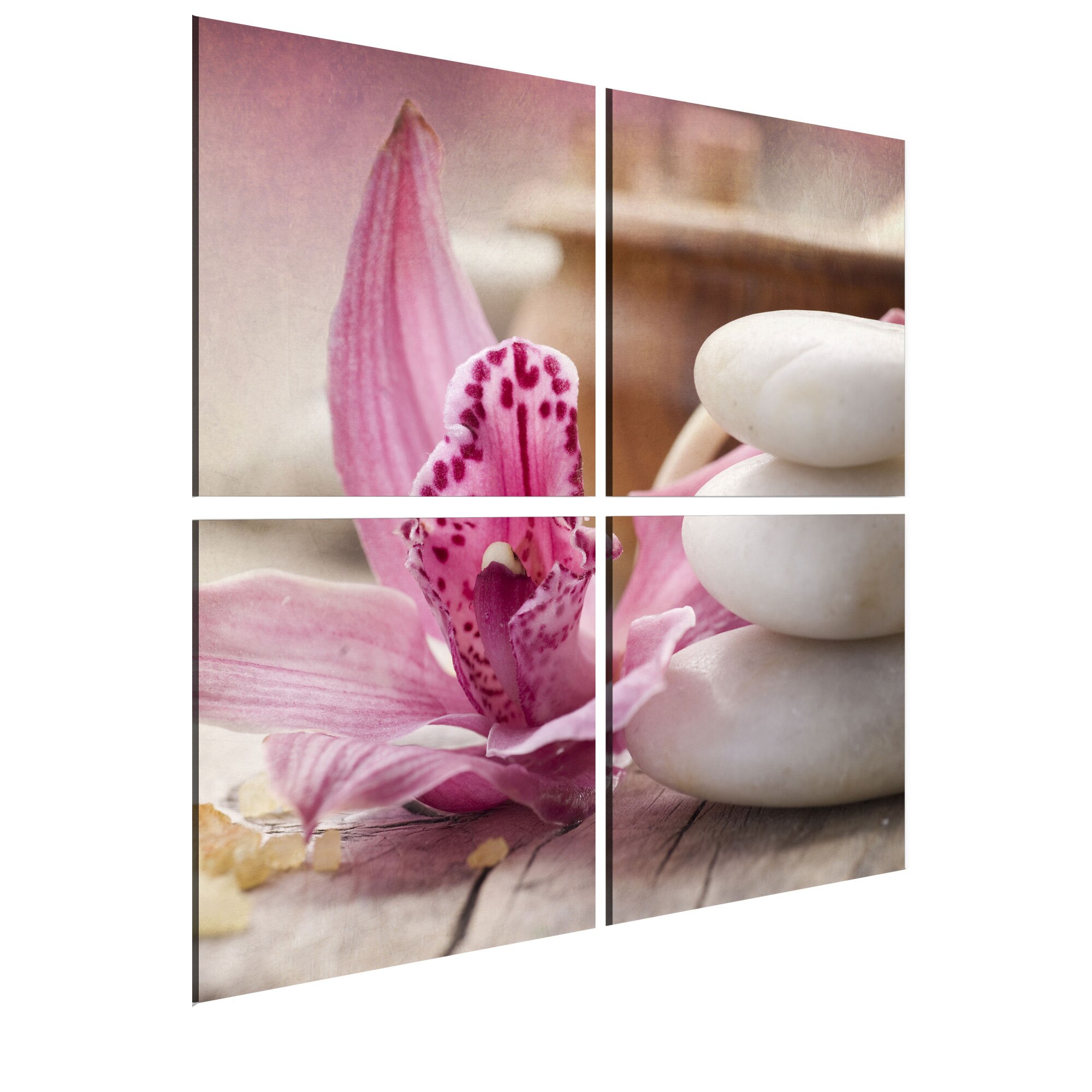 Tablou canvas 4 piese - Orhidee Si zen - 60 x 60 cm