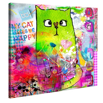 Tablou canvas - Pisica nebuna - 40 x 40 cm Tablou canvas - Pisica nebuna - 40 x 40 cm