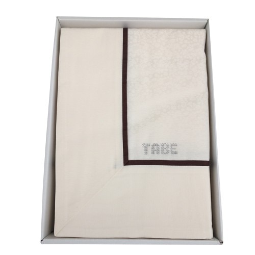 Fata de masa damasc Daisy, dreptunghiulara 160x220cm crem