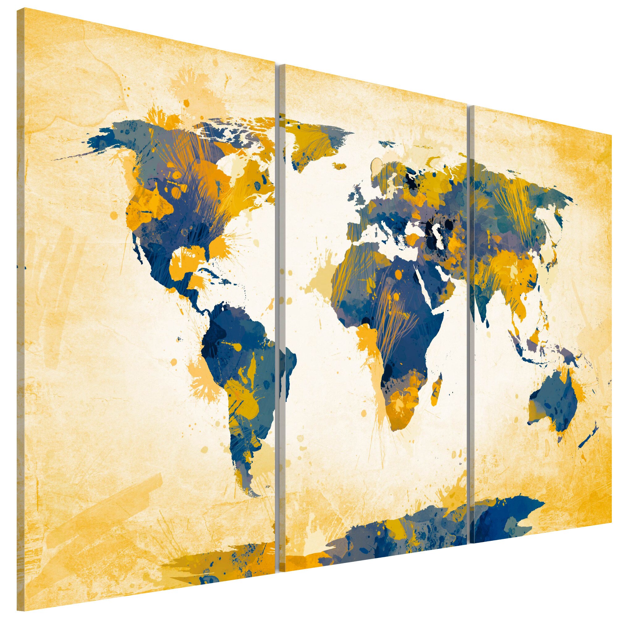 Tablou canvas 3 piese - Patru colturi ale tripticului Lumii - 90 x 60 cm