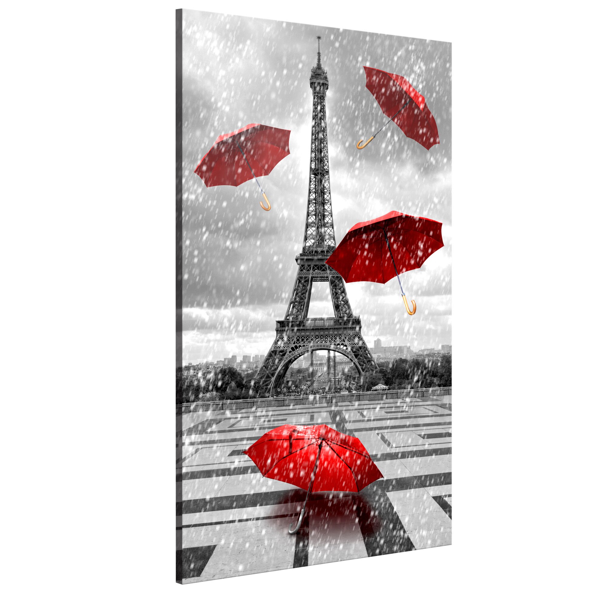 Tablou canvas - Paris umbrele roSii - 60 x 120 cm