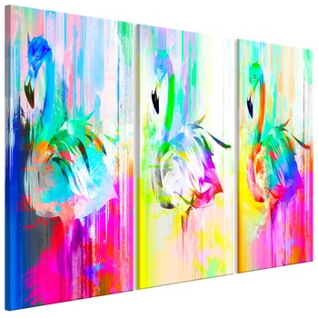 Tablou canvas 3 piese - Flamuri colorate - 90 x 60 cm Tablou canvas 3 piese - Flamuri colorate - 90 x 60 cm