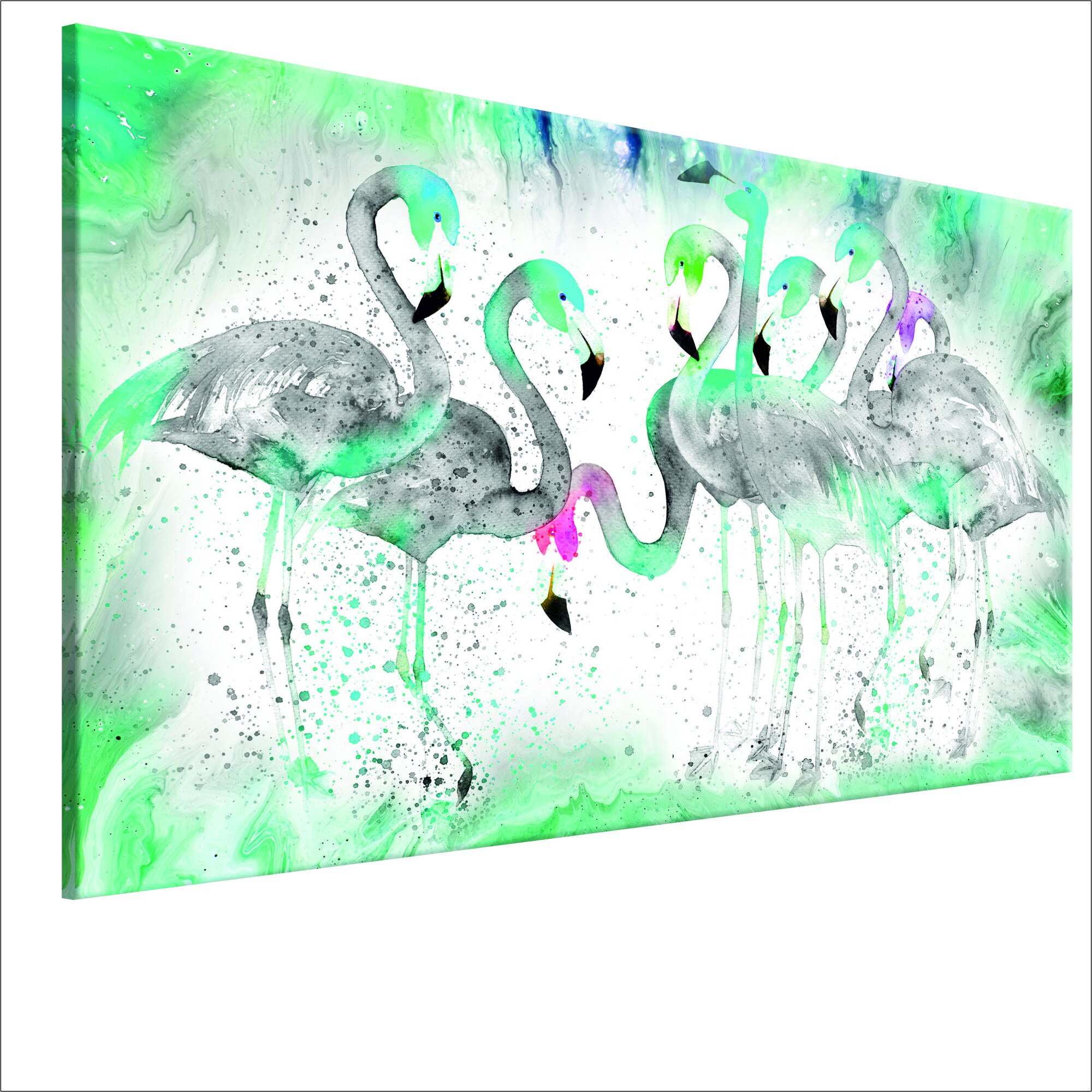 Tablou canvas - Flamingo turcoaz - 90 x 60 cm