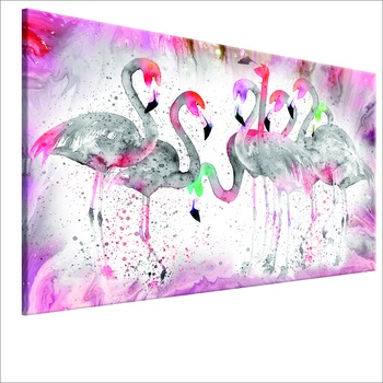 Tablou canvas - Familia Flamingoes - 120 x 80 cm