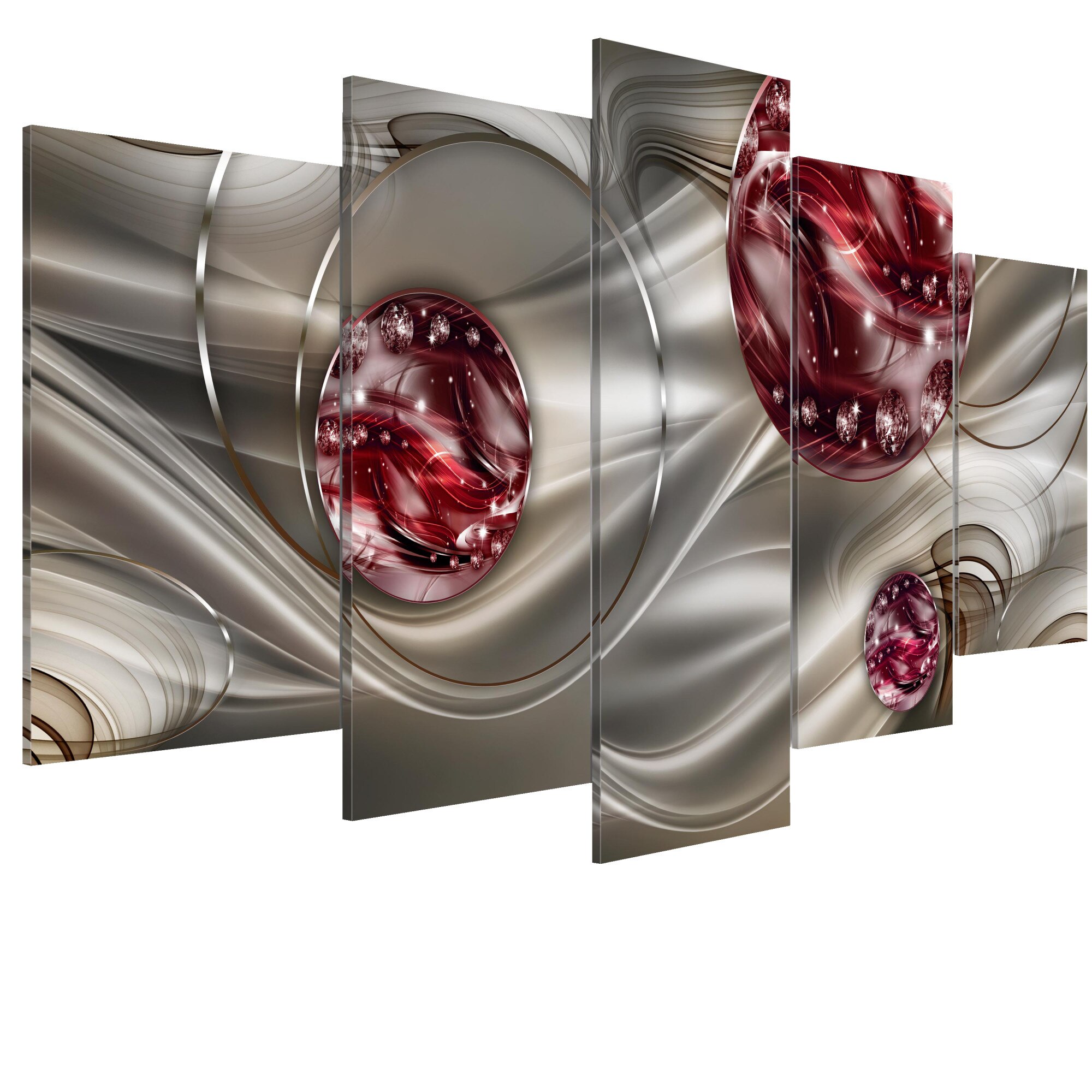Tablou canvas 5 piese - Galaxia Crimson - 100 x 50 cm
