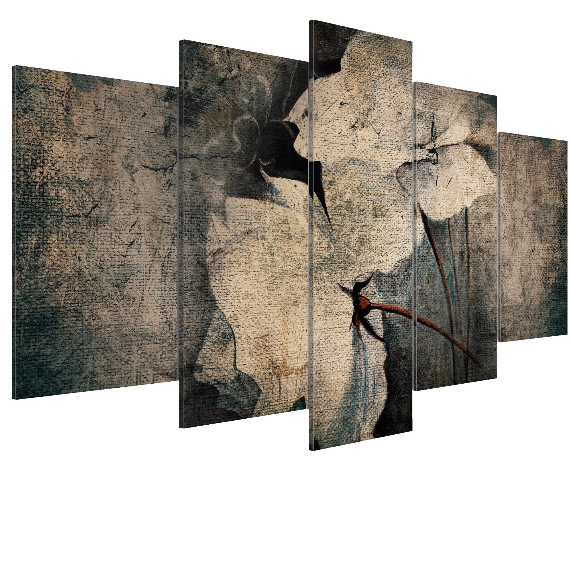 Tablou canvas 5 piese - Flori de melancolie - 100 x 50 cm