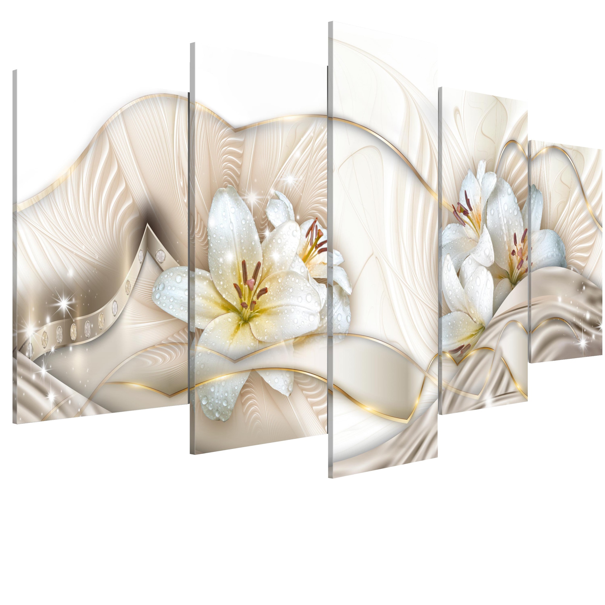 Tablou canvas 5 piese - Florile Afroditei - 100 x 50 cm