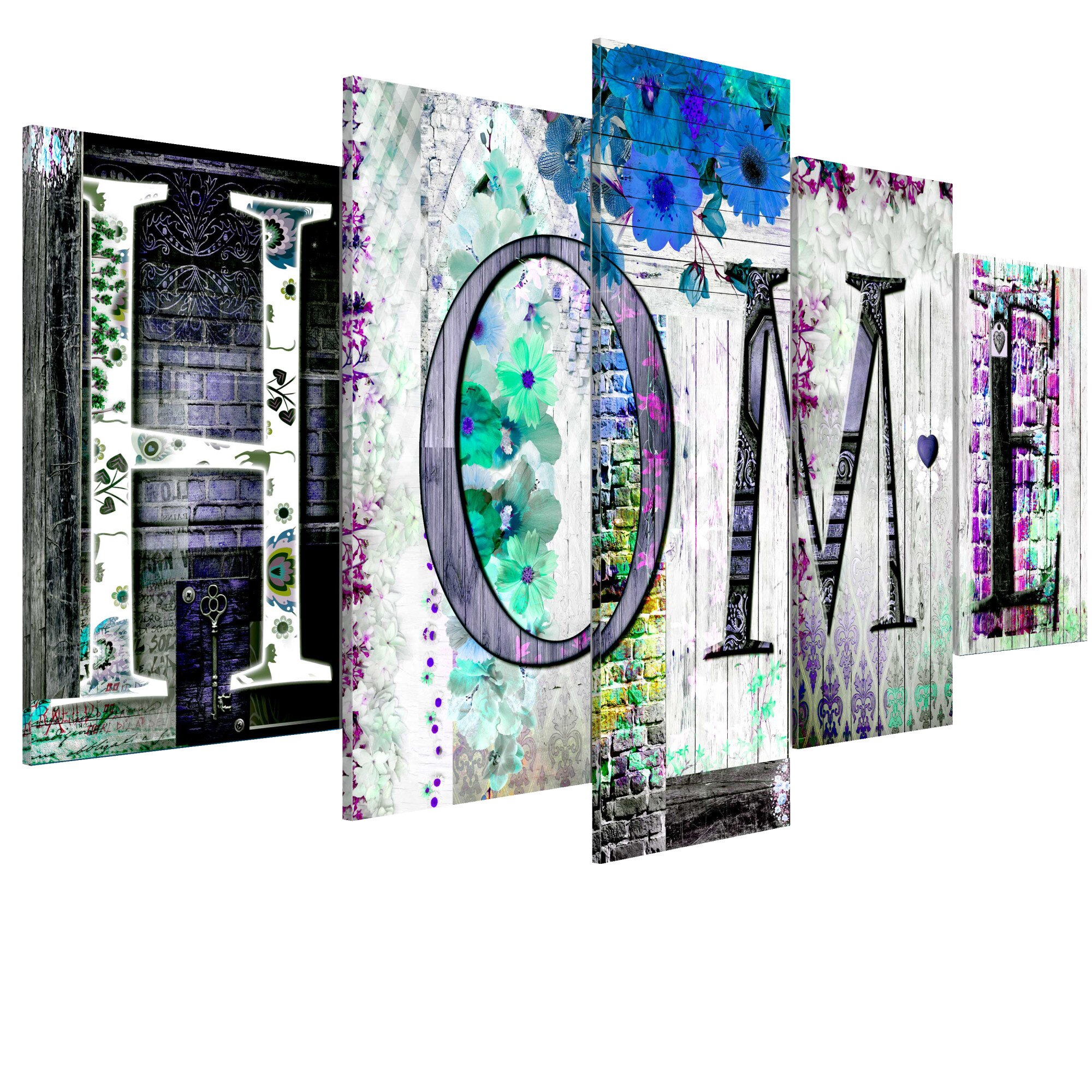 Tablou canvas 5 piese - Fundatie solida In bleumarin - 100 x 50 cm