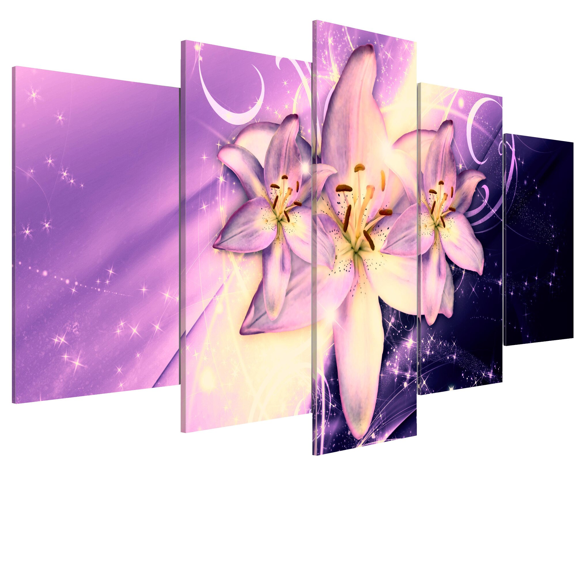 Tablou canvas 5 piese - Galaxie violeta - 100 x 50 cm
