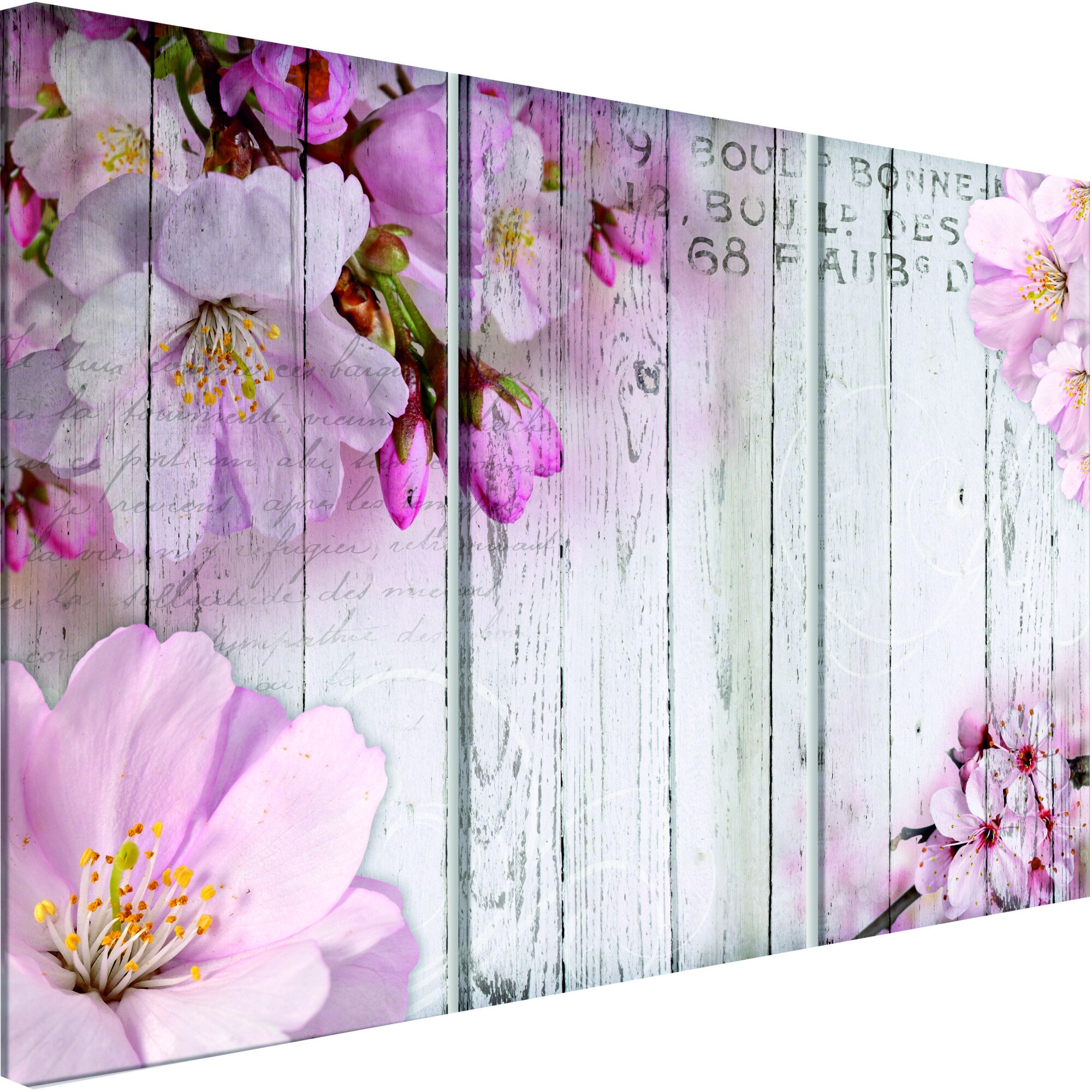 Tablou canvas 3 piese - Flori pe scanduri - 90 x 60 cm