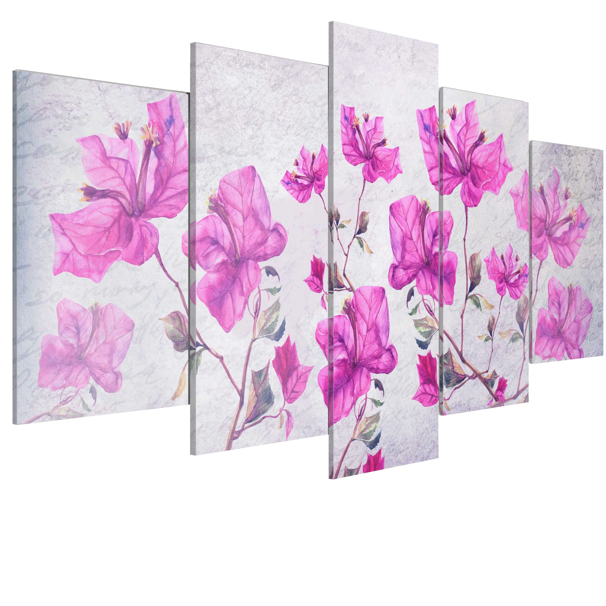 Tablou canvas 5 piese - Flori violet - 100 x 50 cm