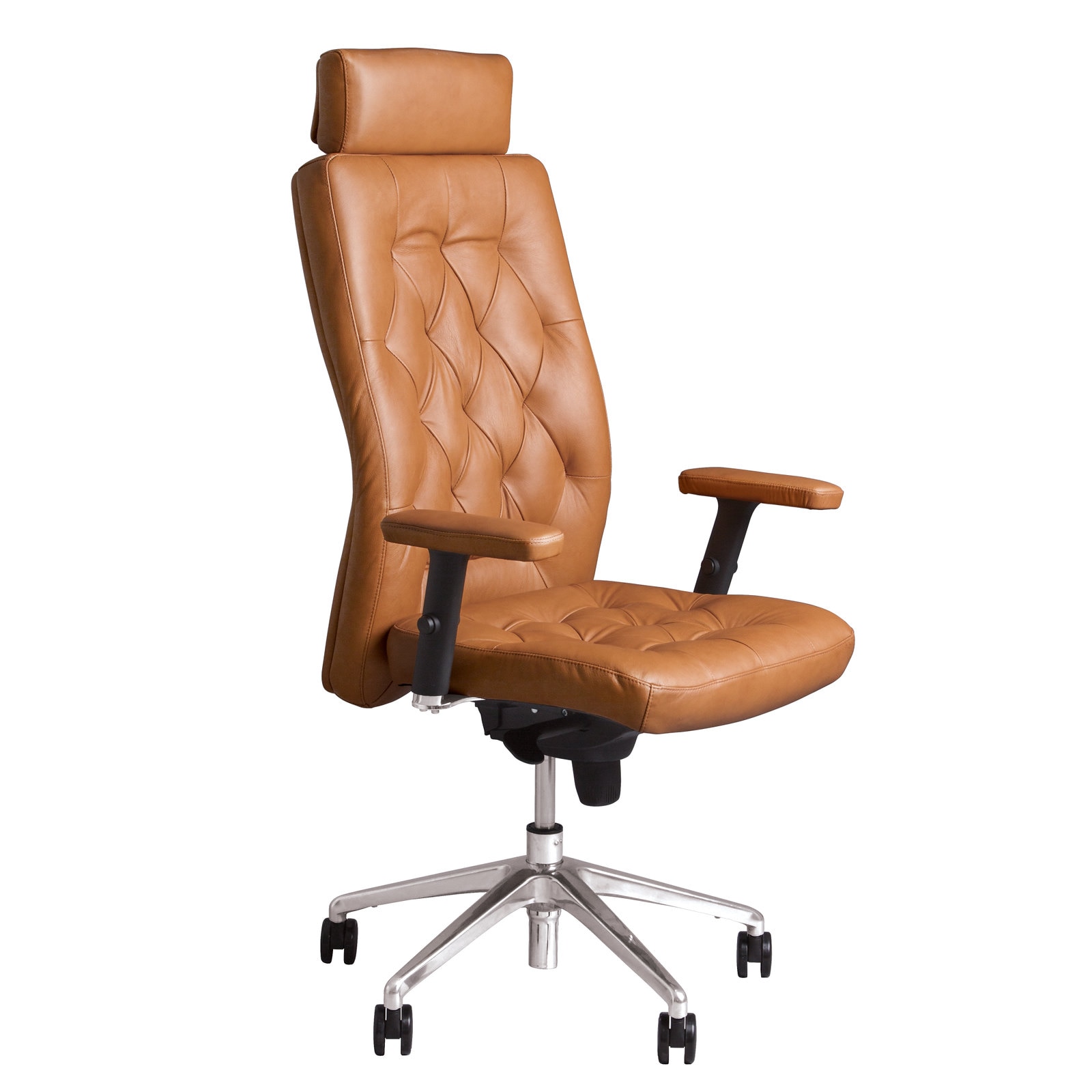 Scaun directorial MF CHESTER R HR, Brun deschis, piele naturala, brate 4D