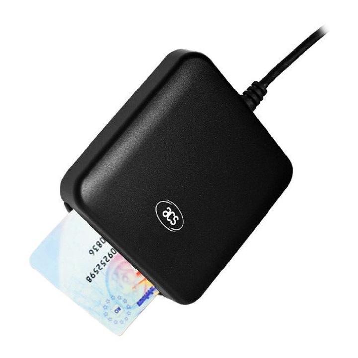 Cititor de carduri sanatate si tahograf, ACS ACR39U, USB tip C, negru ...