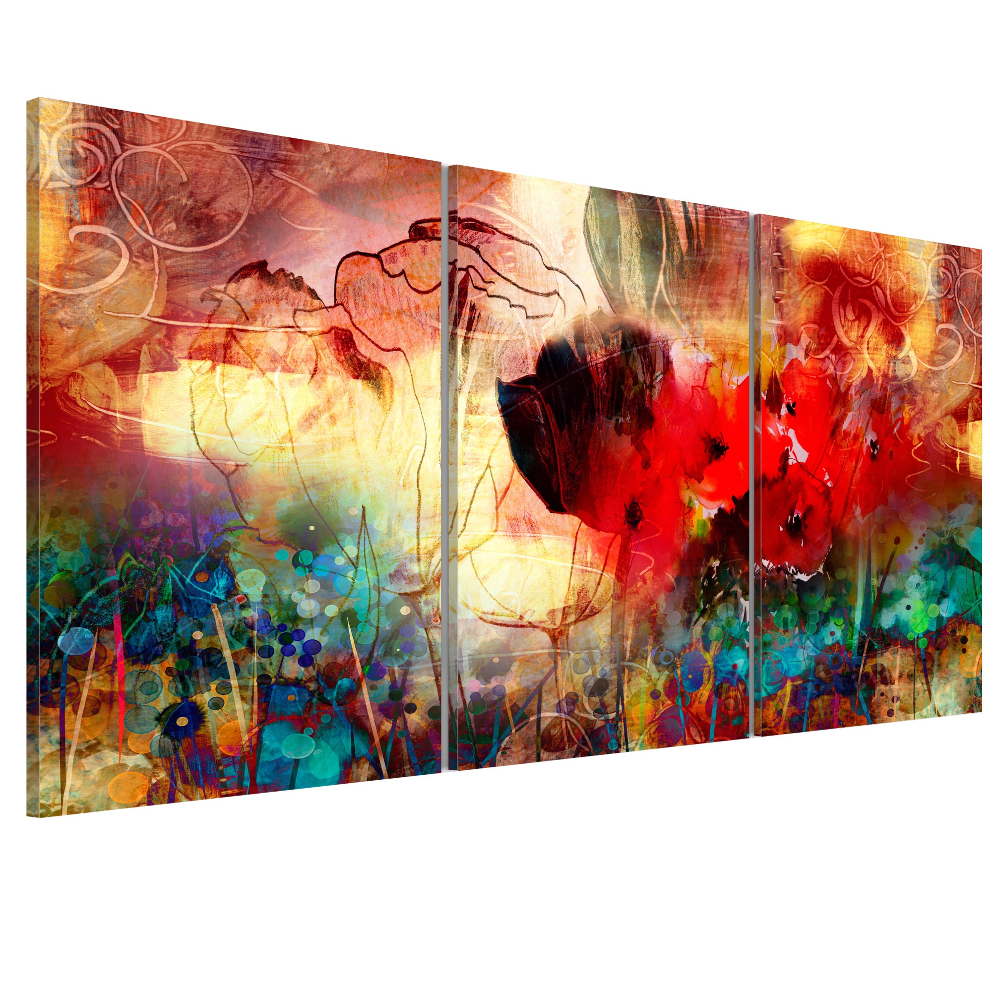 Tablou canvas 3 piese - Gradina de culori - 60 x 30 cm