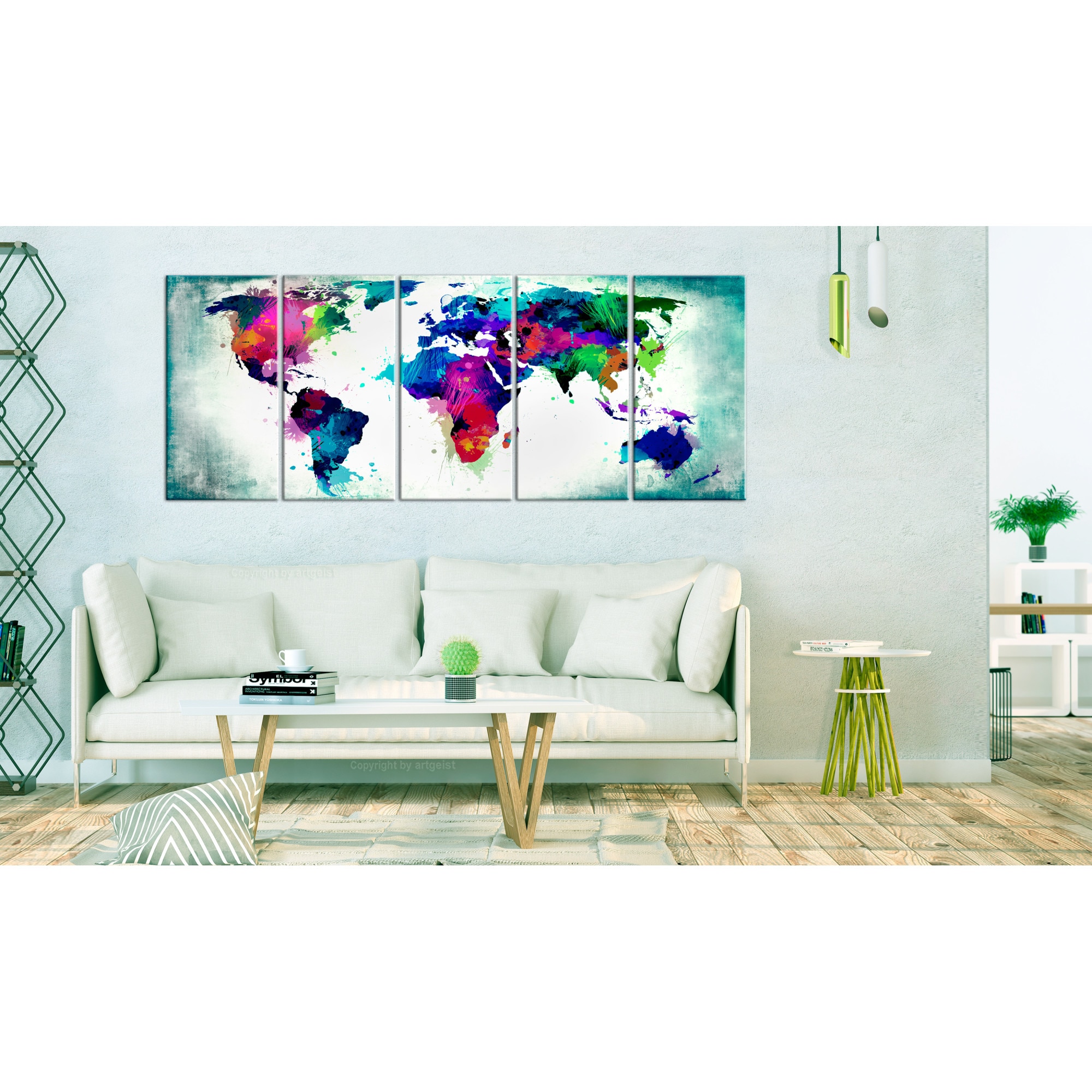 Tablou canvas 5 piese - Haos colorat - 225 x 90 cm