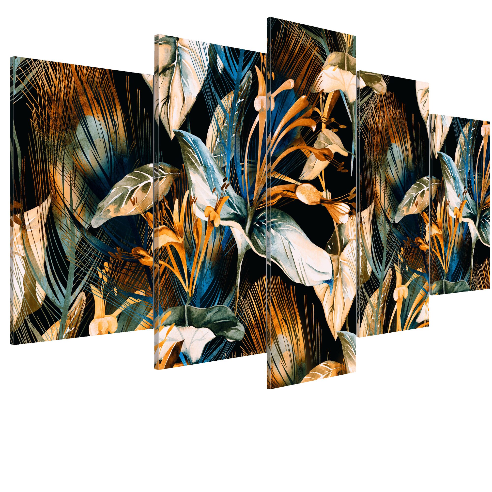 Tablou canvas 5 piese - Gradina Junglei - 100 x 50 cm