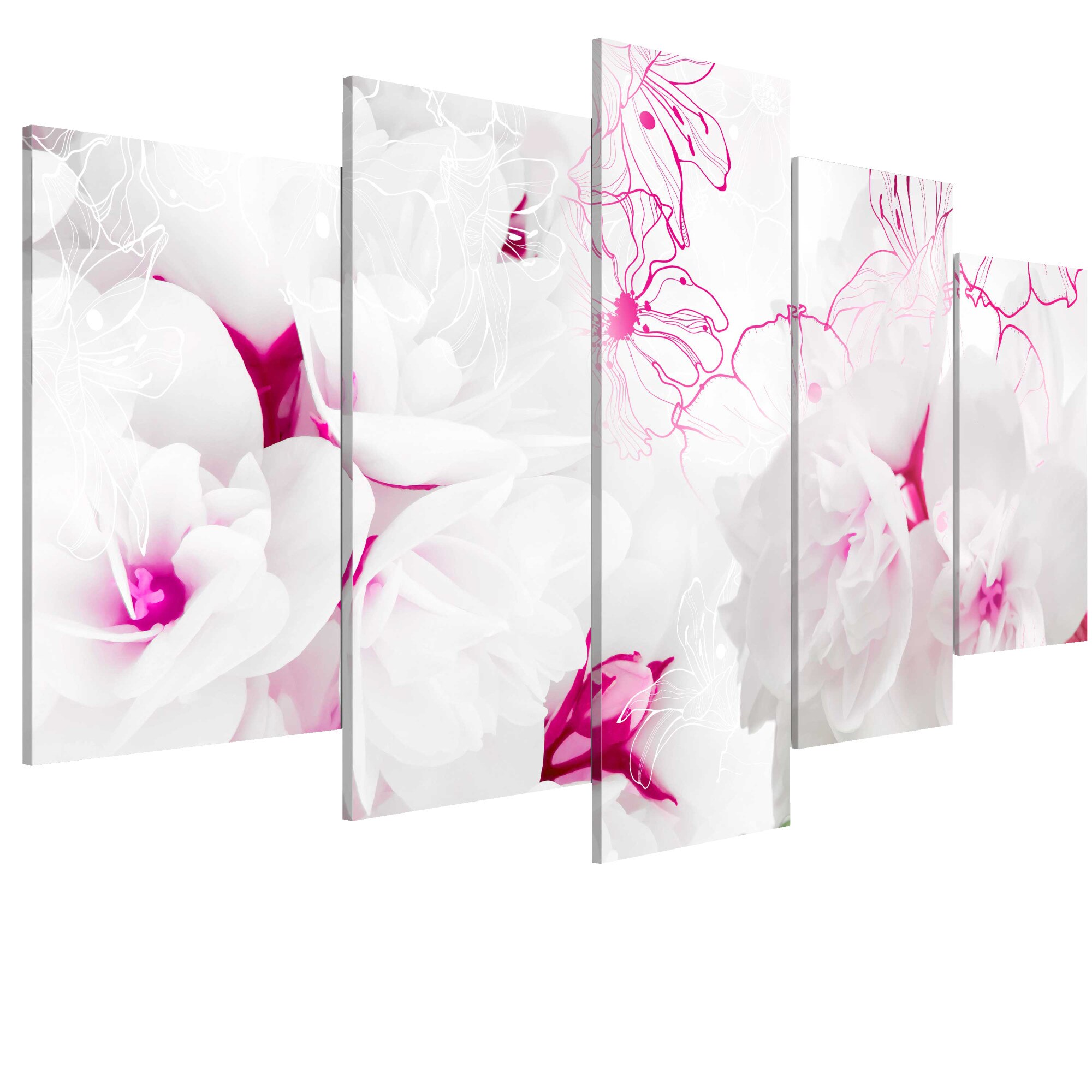 Tablou canvas 5 piese - Gossamer roz - 200 x 100 cm