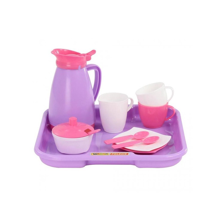 Polesie 4040589 Játék kávéskészlet tálcával, 2 személyes
