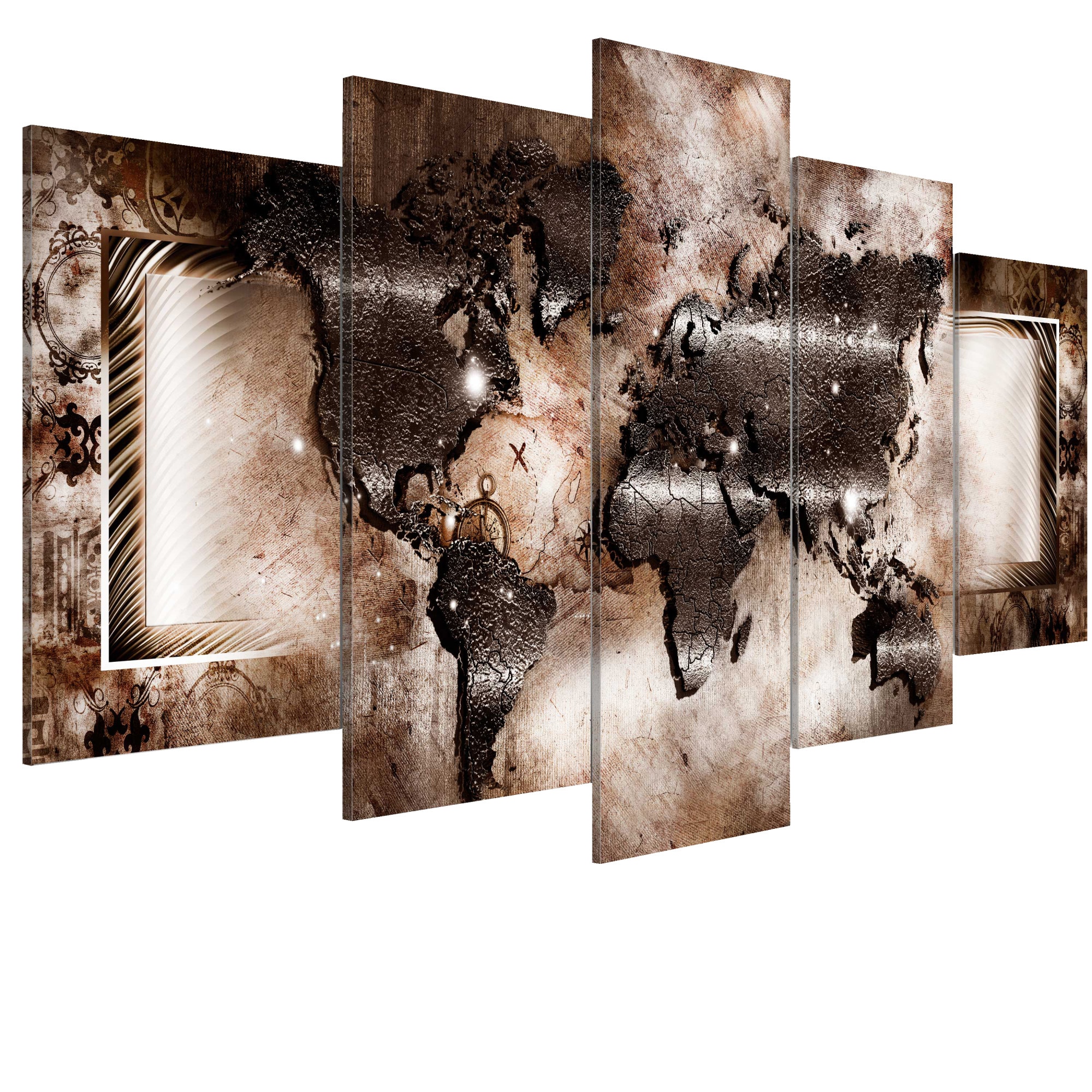 Tablou canvas 5 piese - Harta de platina - 100 x 50 cm