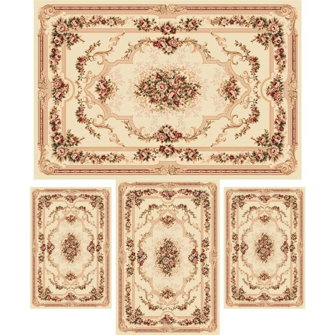 Set 4 Covoare Lotos 574, Crem / Bej: 2 buc. 80x150 cm, 1 buc. 160x230 cm, 1 buc. 200x300 cm.