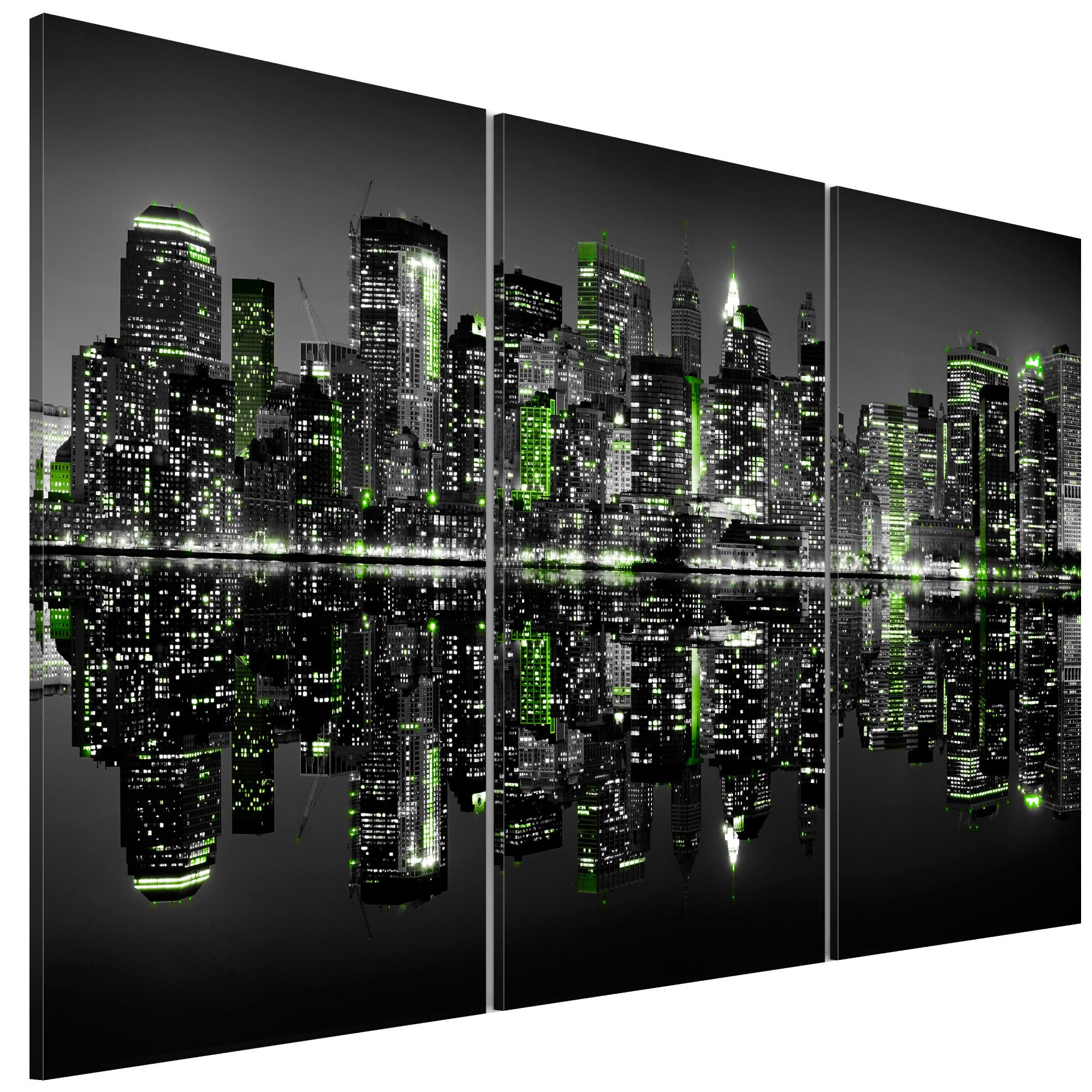 Tablou canvas 3 piese - Green New York - 90 x 60 cm