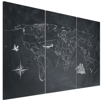 Tablou canvas 3 piese - Calatoriti In jurul tripticului lumii - 90 x 60 cm Tablou canvas 3 piese - Calatoriti In jurul tripticului lumii - 90 x 60 cm