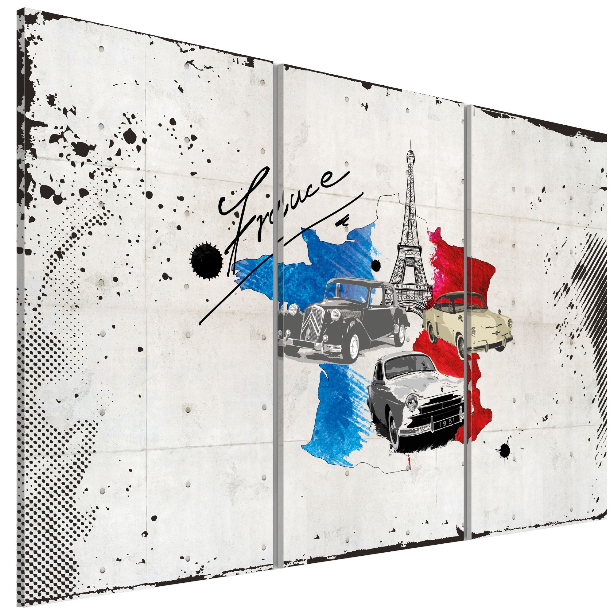 Tablou canvas 3 piese - Tripticul calator francez - 90 x 60 cm