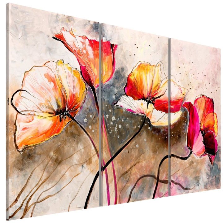 Tablou canvas 3 piese - Maci lasate de vant - 90 x 60 cm