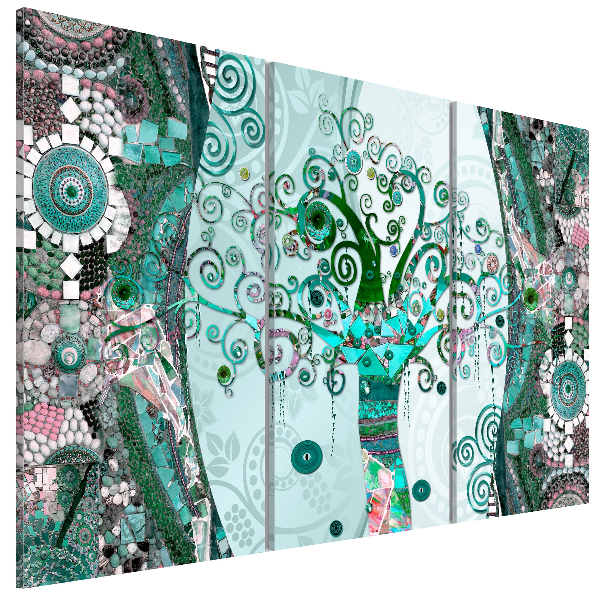 Tablou canvas 3 piese - Smarald Tree - 90 x 60 cm