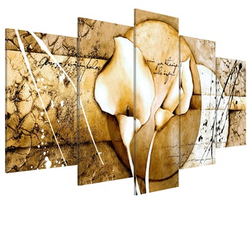Tablou canvas 5 piese - Secretul lui Calla Lily Beige - 100 x 50 cm Tablou canvas 5 piese - Secretul lui Calla Lily Beige - 100 x 50 cm