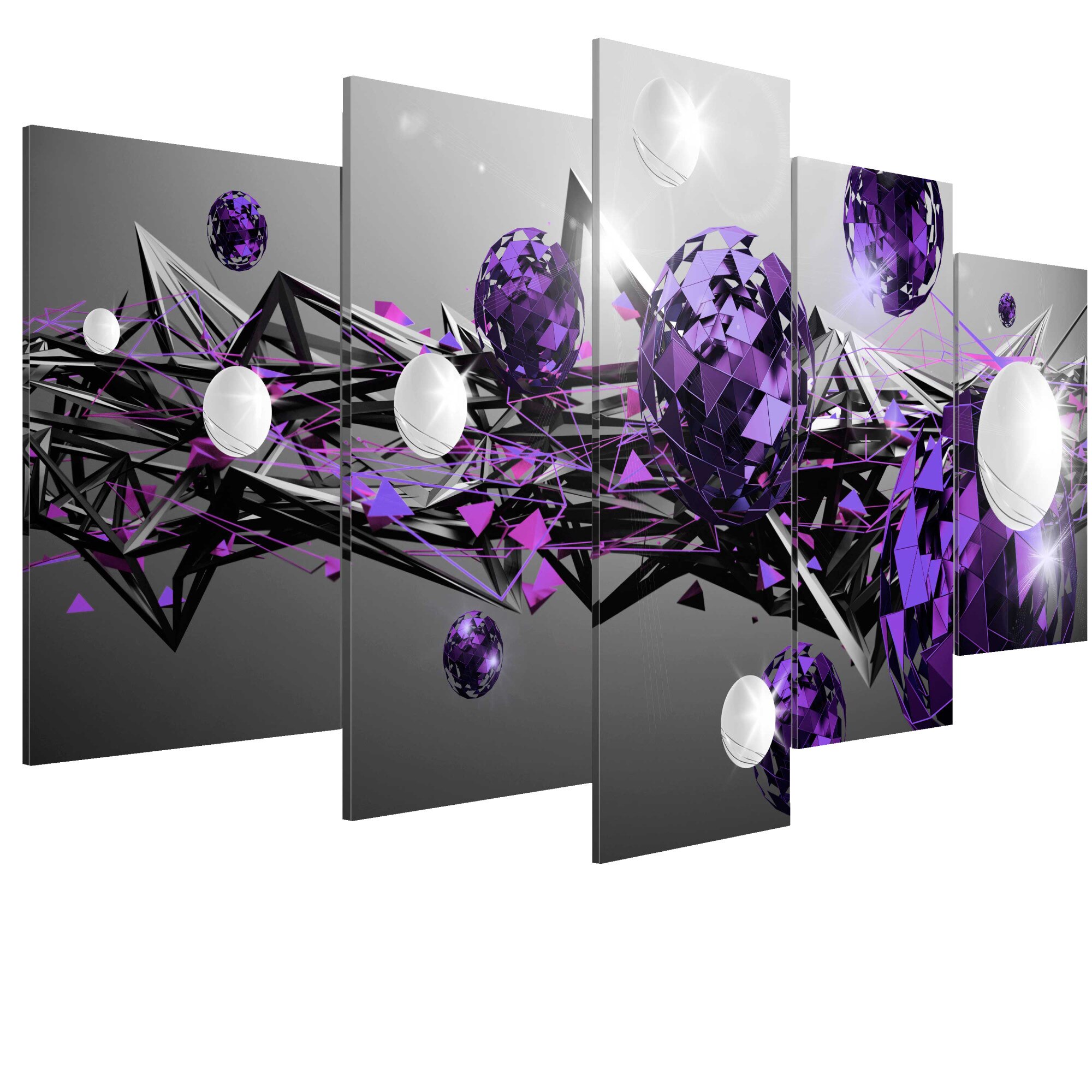 Tablou canvas 5 piese - Sistem solar purpuriu - 100 x 50 cm