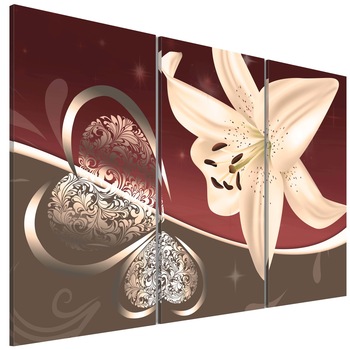 Tablou canvas 3 piese - Abstragerea cu tripticul de crin - 90 x 60 cm Tablou canvas 3 piese - Abstragerea cu tripticul de crin - 90 x 60 cm