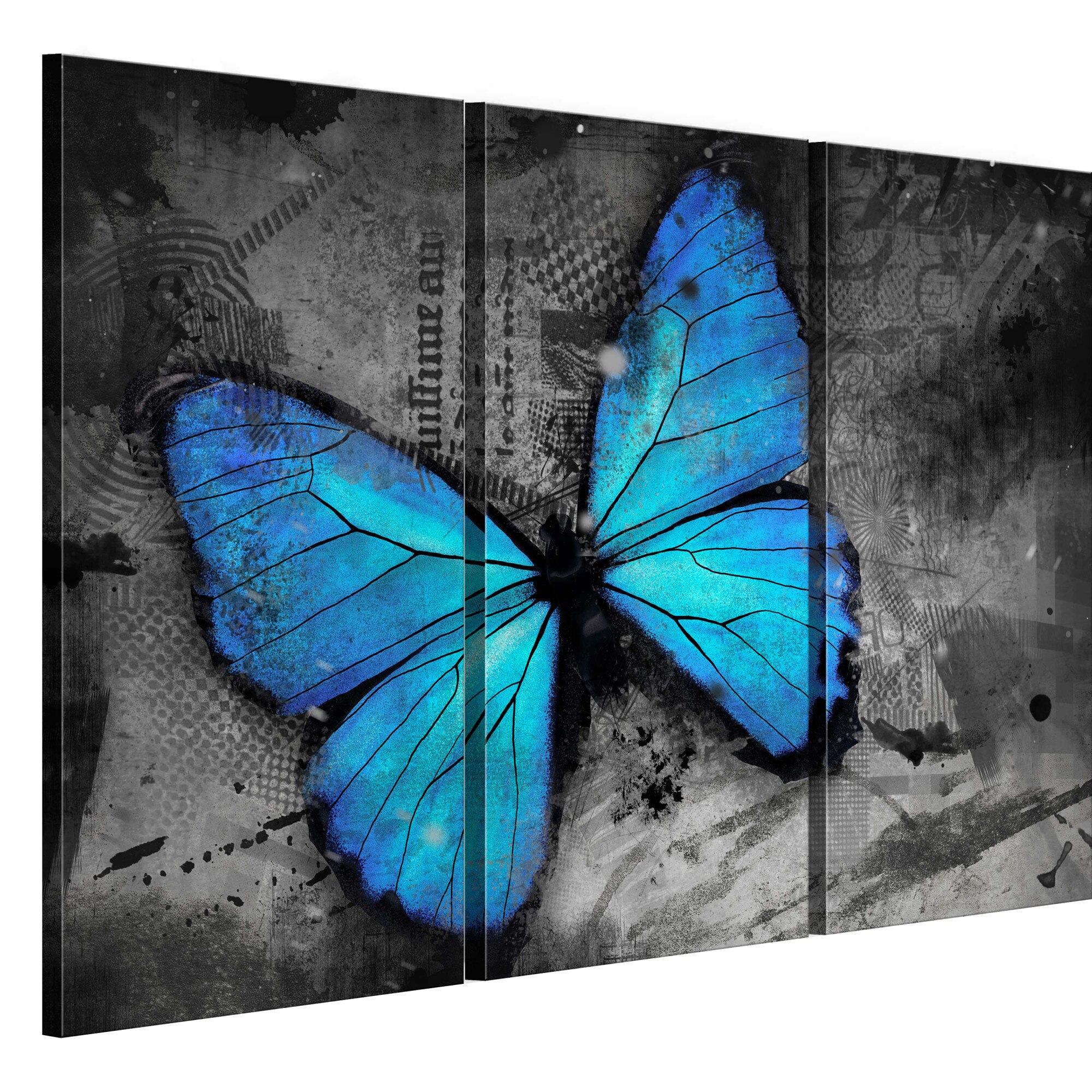 Tablou canvas 3 piese - Studiul tripticului fluturelor - 90 x 60 cm