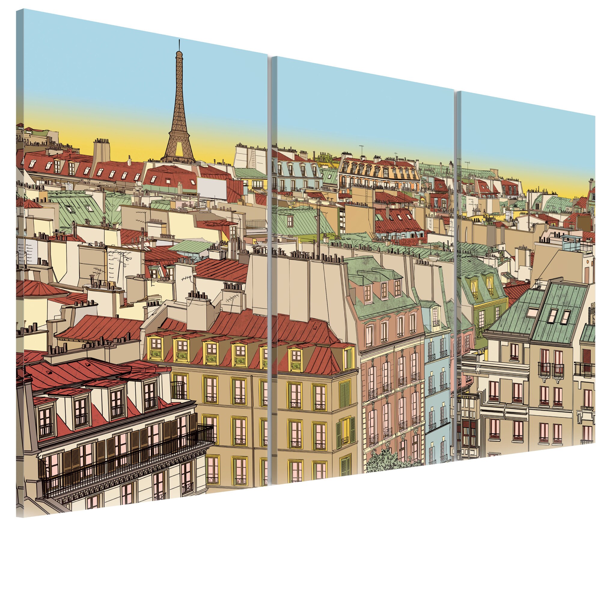 Tablou canvas 3 piese - Parisul dulce - 90 x 60 cm