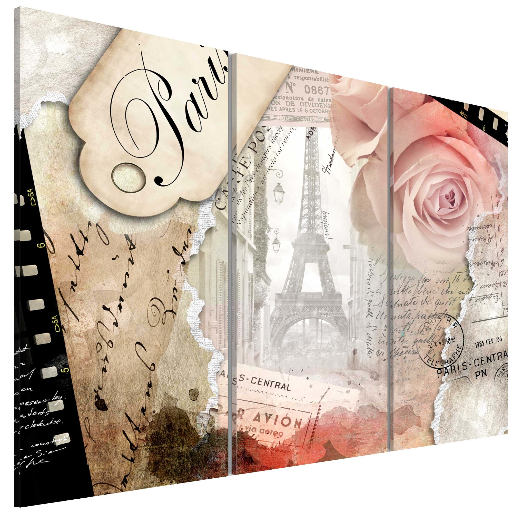 Tablou canvas 3 piese - Parisul central ... - 90 x 60 cm