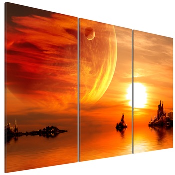 Tablou canvas 3 piese - Amurgul utopic - 90 x 60 cm Tablou canvas 3 piese - Amurgul utopic - 90 x 60 cm